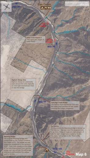 Map 6 of the Lower Salmon River Guide in Idaho. Published by the Bureau of Land Management (BLM).
