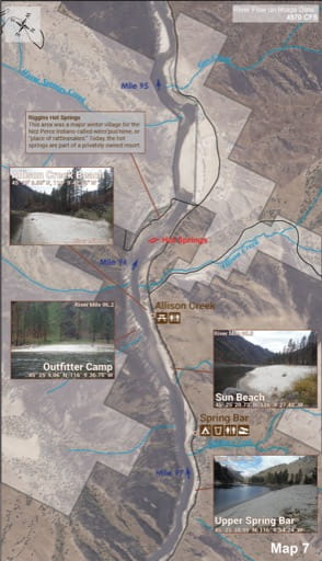 Map 7 of the Lower Salmon River Guide in Idaho. Published by the Bureau of Land Management (BLM).