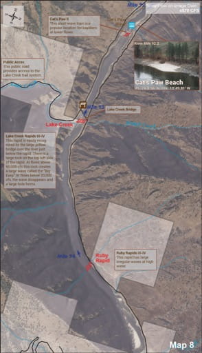 Map 8 of the Lower Salmon River Guide in Idaho. Published by the Bureau of Land Management (BLM).