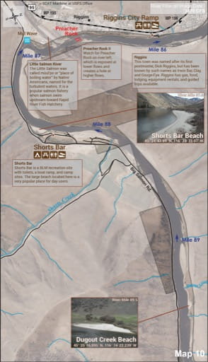 Map 10 of the Lower Salmon River Guide in Idaho. Published by the Bureau of Land Management (BLM).
