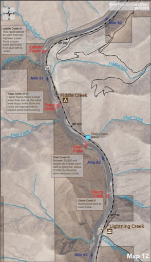 Map 12 of the Lower Salmon River Guide in Idaho. Published by the Bureau of Land Management (BLM).