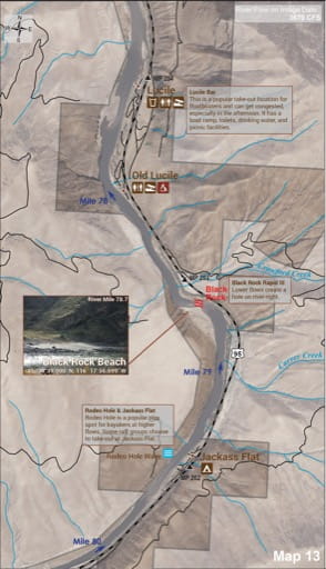 Map 13 of the Lower Salmon River Guide in Idaho. Published by the Bureau of Land Management (BLM).