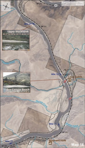 Map 16 of the Lower Salmon River Guide in Idaho. Published by the Bureau of Land Management (BLM).