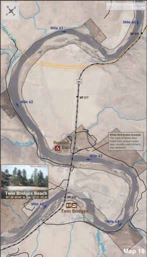 Map 18 of the Lower Salmon River Guide in Idaho. Published by the Bureau of Land Management (BLM).