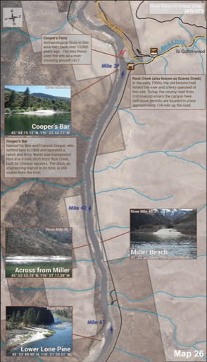 Map 26 of the Lower Salmon River Guide in Idaho. Published by the Bureau of Land Management (BLM).
