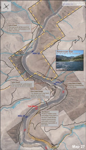 Map 27 of the Lower Salmon River Guide in Idaho. Published by the Bureau of Land Management (BLM).