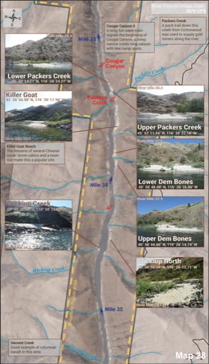 Map 28 of the Lower Salmon River Guide in Idaho. Published by the Bureau of Land Management (BLM).