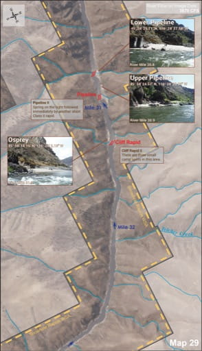 Map 29 of the Lower Salmon River Guide in Idaho. Published by the Bureau of Land Management (BLM).