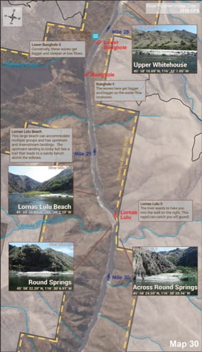 Map 30 of the Lower Salmon River Guide in Idaho. Published by the Bureau of Land Management (BLM).
