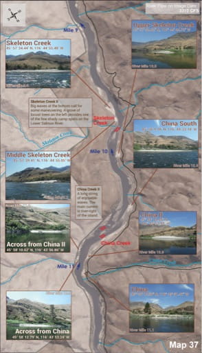 Map 37 of the Lower Salmon River Guide in Idaho. Published by the Bureau of Land Management (BLM).