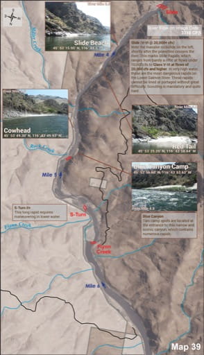 Map 39 of the Lower Salmon River Guide in Idaho. Published by the Bureau of Land Management (BLM).
