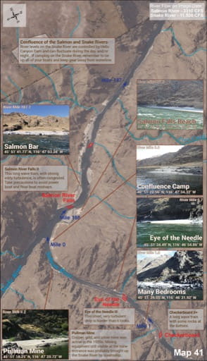 Map 41 of the Lower Salmon River Guide in Idaho. Published by the Bureau of Land Management (BLM).