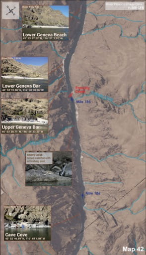 Map 42 of the Lower Salmon River Guide in Idaho. Published by the Bureau of Land Management (BLM).