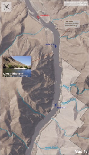 Map 48 of the Lower Salmon River Guide in Idaho. Published by the Bureau of Land Management (BLM).