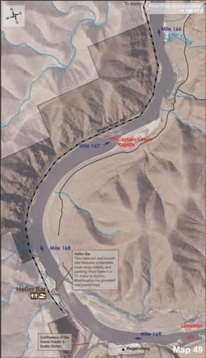 Map 49 of the Lower Salmon River Guide in Idaho. Published by the Bureau of Land Management (BLM).