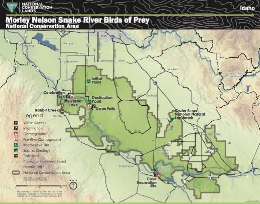 map of Morley Nelson Snake River Birds of Prey - Visitor Map