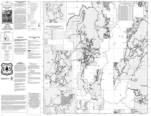 Motor Vehicle Use Map (MVUM) of the western Emmett Ranger District in Boise National Forest (NF) in Idaho. Published by the U.S. Forest Service (USFS).