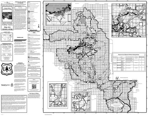 Motor Vehicle Use Map (MVUM) of the Ashton/Island Park Ranger District in Caribou-Targhee National Forest (NF) in Idaho and Wyoming. Published by the U.S. Forest Service (USFS).