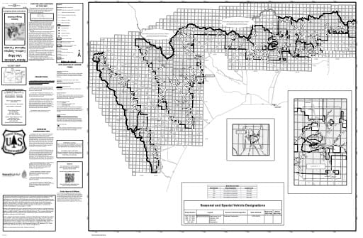 Motor Vehicle Use Map (MVUM) of the Dubois Ranger District in Caribou-Targhee National Forest (NF) in Idaho. Published by the U.S. Forest Service (USFS).