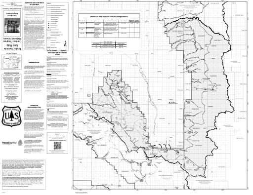 Over Snow Vehicle Use Map (OSVUM) of Teton Basin in Caribou-Targhee National Forest (NF) in Idaho and Wyoming. Published by the U.S. Forest Service (USFS).