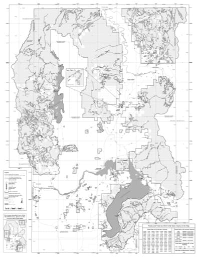Motor Vehicle Use Map (MVUM) of the Kaniksu Zone (Back) of Idaho Panhandle Flathead National Forest (NF) in Idaho. Published by the U.S. Forest Service (USFS).