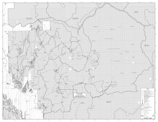 Motor Vehicle Use Map (MVUM) of the eastern part of Payette National Forest (NF) in Idaho. Published by the U.S. Forest Service (USFS).