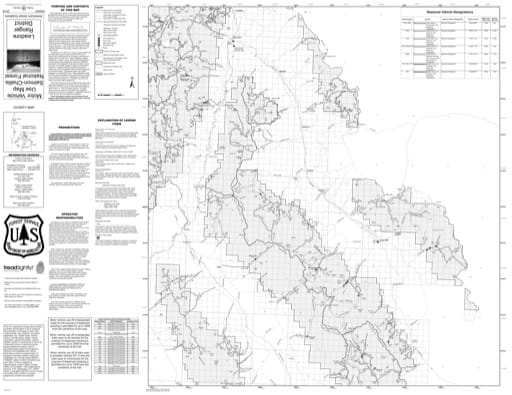 Motor Vehicle Use Map (MVUM) of Leadore in Salmon-Challis National Forest (NF) in Idaho. Published by the U.S. Forest Service (USFS).