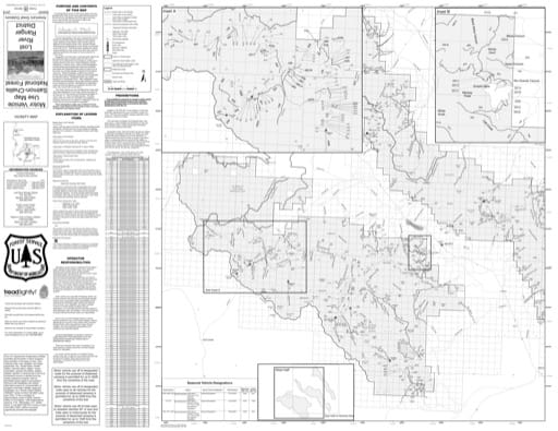 Motor Vehicle Use Map (MVUM) of Lost River (West) in Salmon-Challis National Forest (NF) in Idaho. Published by the U.S. Forest Service (USFS).