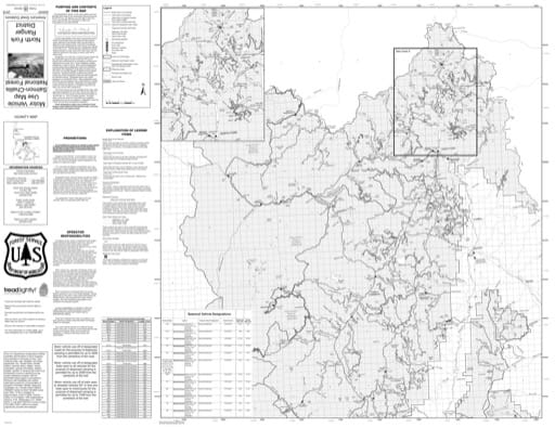 Motor Vehicle Use Map (MVUM) of North Fork in Salmon-Challis National Forest (NF) in Idaho. Published by the U.S. Forest Service (USFS).