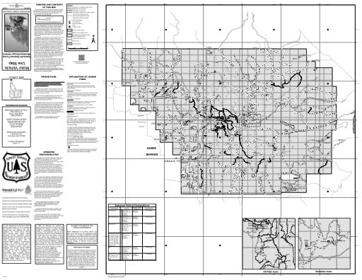 Motor Vehicle Use Map (MVUM) of the Cassia Division of Minidoka Ranger District in Sawtooth National Forest (NF) in Idaho. Published by the U.S. Forest Service (USFS).