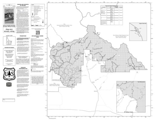 Motor Vehicle Use Map (MVUM) of Ketchum Ranger District in Sawtooth National Forest (NF) in Idaho. Published by the U.S. Forest Service (USFS).,