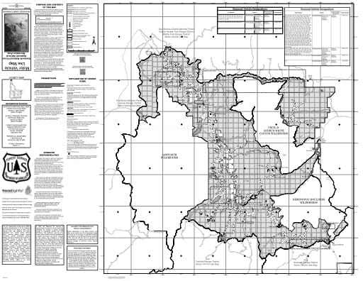 Motor Vehicle Use Map (MVUM) of the Sawtooth National Recreation Area (NRA) in Sawtooth National Forest (NF) in Idaho. Published by the U.S. Forest Service (USFS).