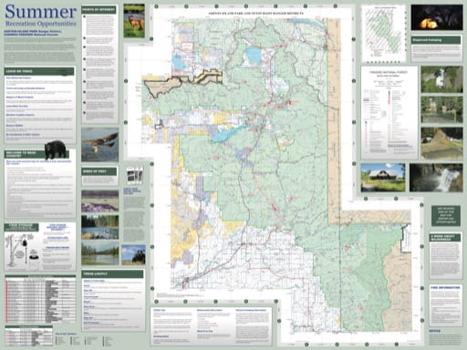 Map of Summer Recreation Opportunities in Ashton-Island Park Ranger District in Caribou-Targhee National Forest (NF) in Idaho. Published by the U.S. Forest Service (USFS).
