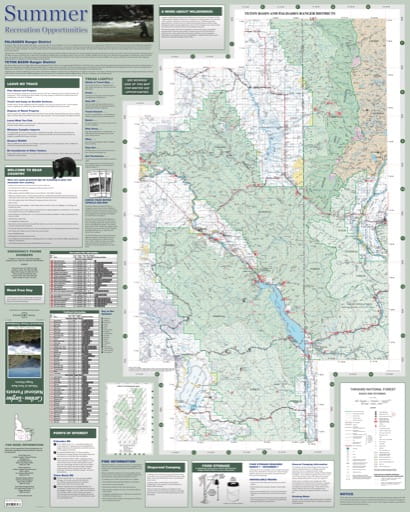 Map of Summer Recreation Opportunities in the Palisades and Teton Basin Ranger Districts in Caribou-Targhee National Forest (NF) in Idaho. Published by the U.S. Forest Service (USFS).