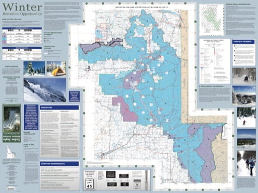 Map of Winter Recreation Opportunities in Ashton-Island Park and Teton Basin Ragner Districts (RD) in Caribou-Targhee National Forest (NF) in Idaho. Published by the U.S. Forest Service (USFS).
