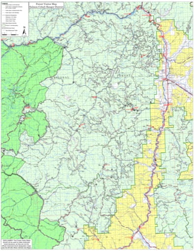 Visitor Map of Salmon-Cobalt Ranger District of Salmon-Challis National Forest (NF) in Idaho. Published by the U.S. Forest Service (USFS).