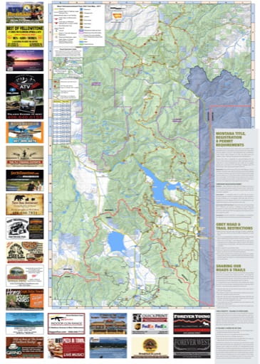 Off-Highway Vehicle (OHV) Trails Map of West Yellowstone/Island Park (North) in Idaho, Montana and Wyoming. Published by the U.S. Forest Service (USFS).