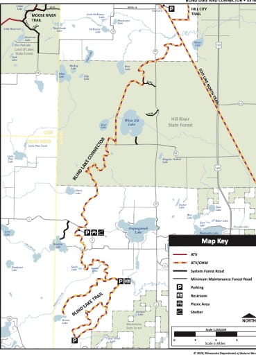 Map of Blind Lake Connector and Loop in Minnesota. Published by the Minnesota Department of Natural Resources (MNDNR).