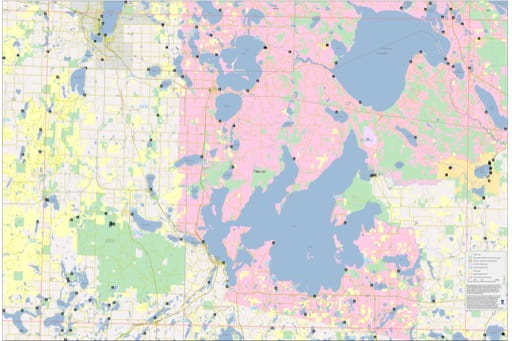 Recreation Basemap of Cass Lake in Minnesota. Published by the Minnesota Department of Natural Resources (MNDNR).
