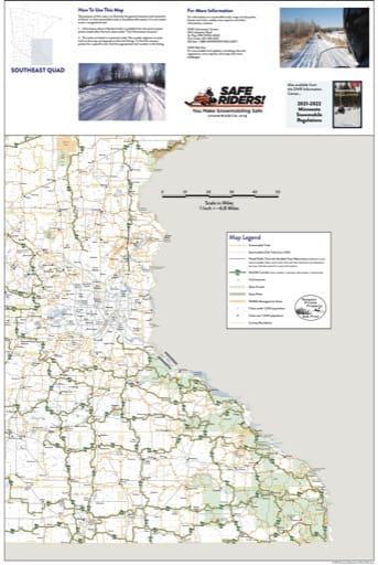 South East Quad of the Snowmobile Trails Map of Minnesota. Published by the Minnesota Department of Natural Resources (MNDNR).