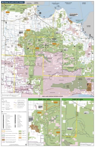 Visitor Map of Beltrami State Forest (SF) in Minnesota. Published by the Minnesota Department of Natural Resources (MNDNR).