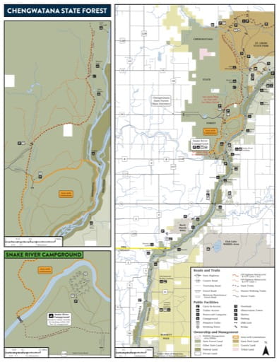 Map of Chengwatana State Forest (SF) in Minnesota. Published by the Minnesota Department of Natural Resources (MNDNR).