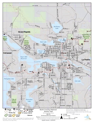 Map Series of the Northeast Minnesota section of the North Country National Scenic Trail (NST) in Michigan, Minnesota, North Dakota, New York, Ohio, Pennsylvania, Vermont and Wisconsin. Published by the North Country Trail Association (NCTA).