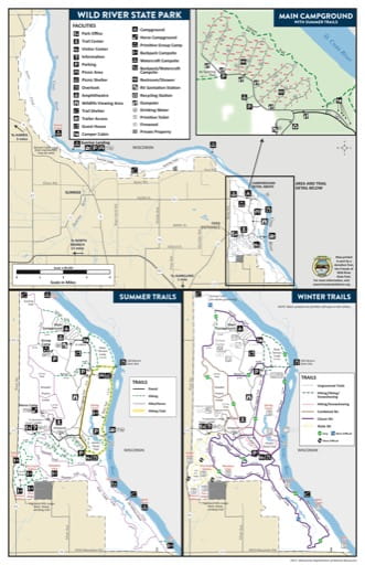 Visitor Map of Wild River State Park (SP) in Minnesota. Published by the Minnesota Department of Natural Resources (MNDNR).