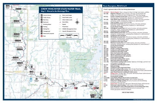 Map 2 - Nimrod to the Mississippi River - of the Crow Wing River State Water Trail in Minnesota. Published by the Minnesota Department of Natural Resources (MNDNR).