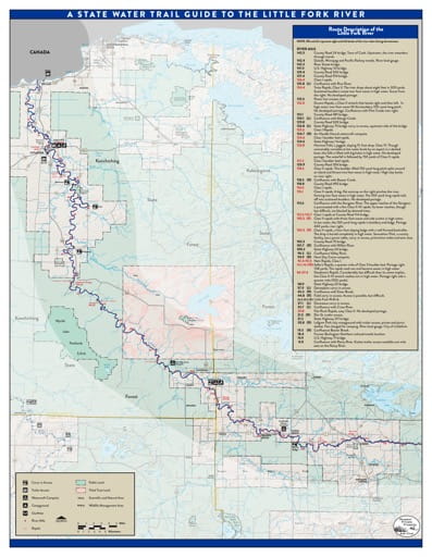 Water Trail Map and Guide to the Little Fork River in Minnesota. Published by the Minnesota Department of Natural Resources (MNDNR).