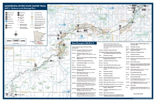 Map 6 - Henderson to the Mississippi River - of the Minnesota River State Water Trail in Minnesota. Published by the Minnesota Department of Natural Resources (MNDNR).