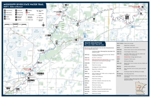 Map 5 - Aitkin to Brainerd - of the Mississippi River State Water Trail in Minnesota. Published by the Minnesota Department of Natural Resources (MNDNR).