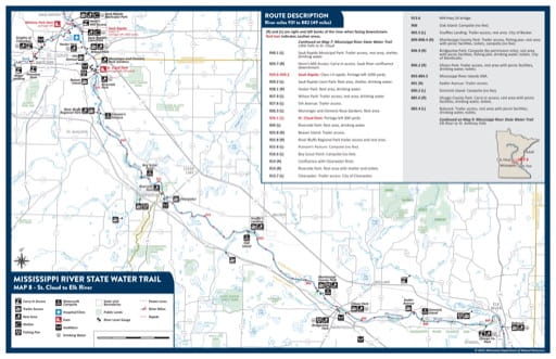 Map 8 - St. Cloud to Elk River - of the Mississippi River State Water Trail in Minnesota. Published by the Minnesota Department of Natural Resources (MNDNR).
