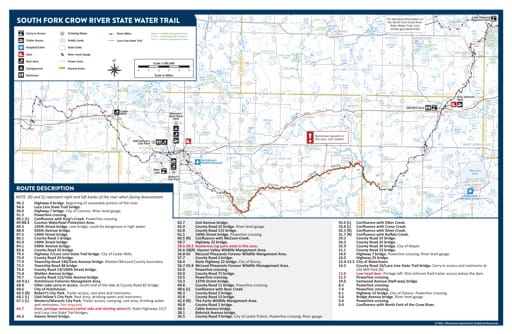 Water Trail Map and Guide to the South Fork Crow River in Minnesota. Published by the Minnesota Department of Natural Resources (MNDNR).